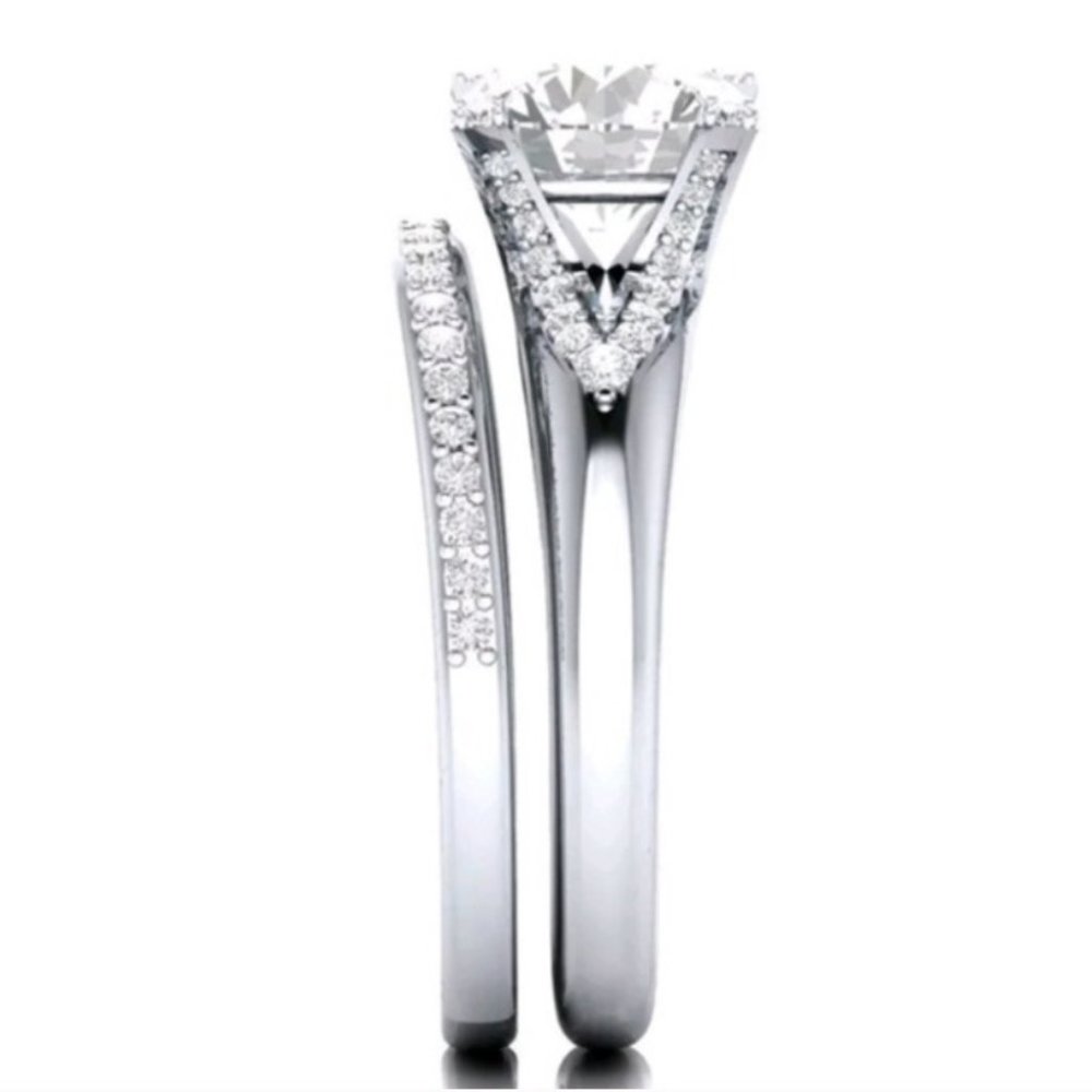 New 925 silver ring round cut white sapphire - Picture 4 of 4